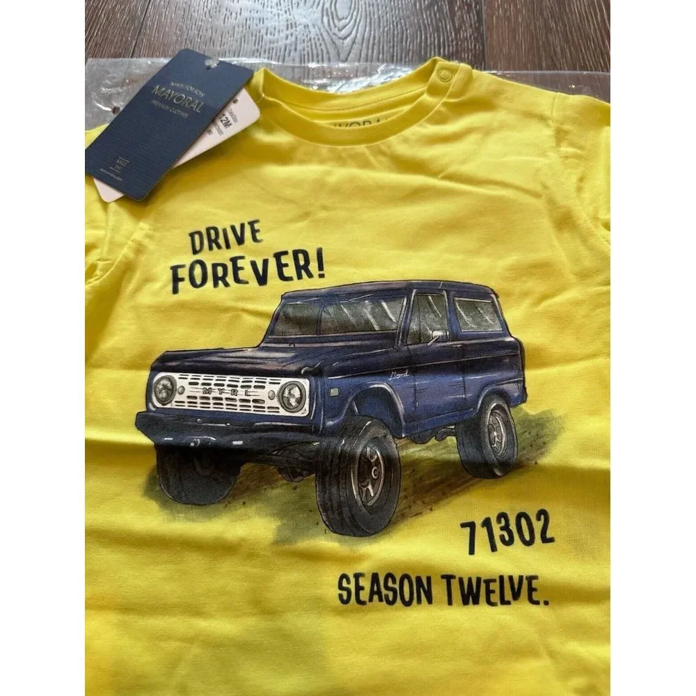 NWT mayoral bronco truck vintage yellow longsleeve‎ top 12 mos